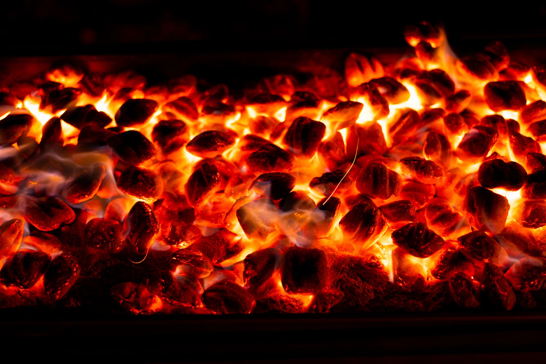 Glowing charcoal embers